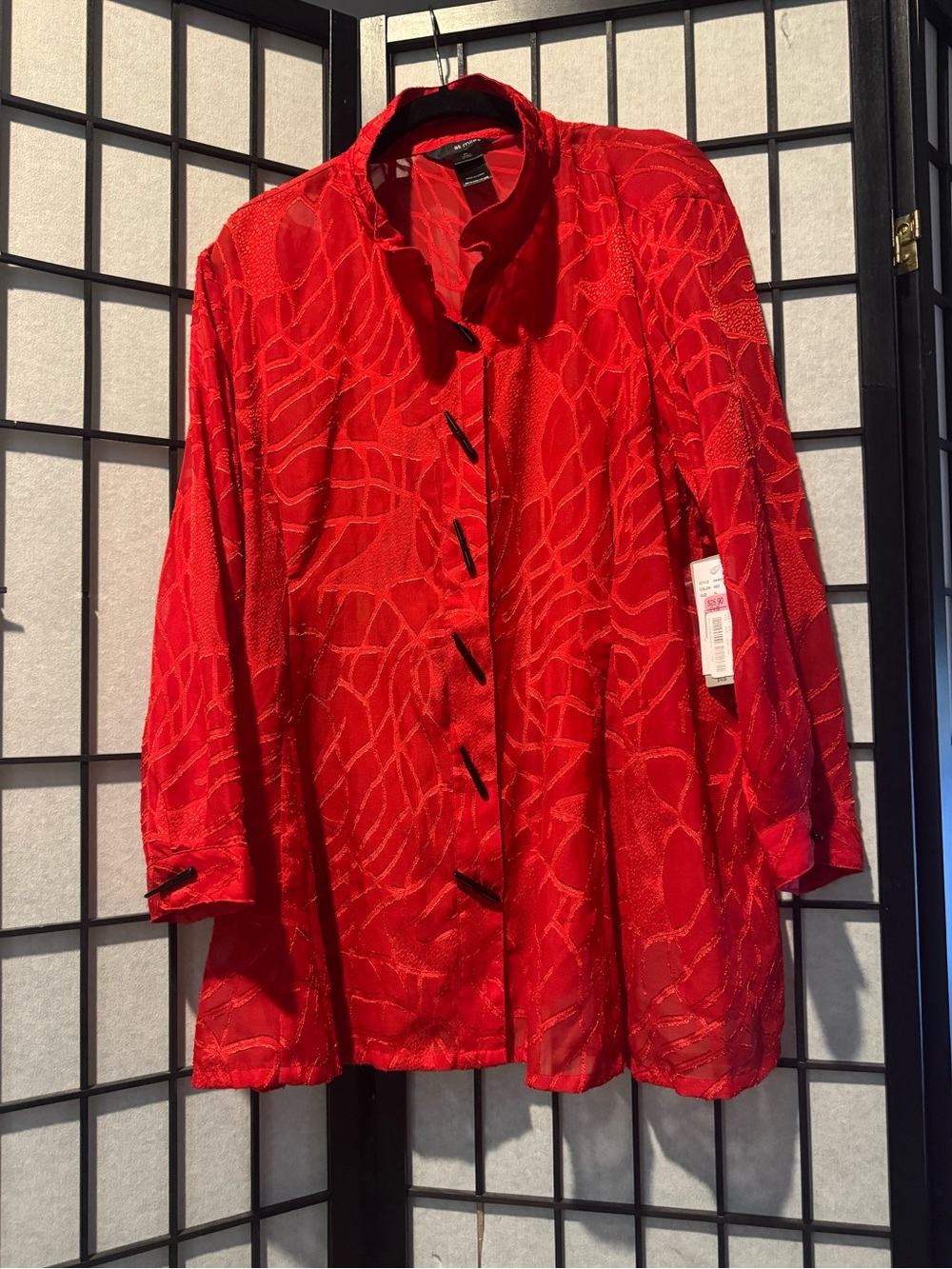 Ali Miles Red Textured Cocktail Blouse - NWT